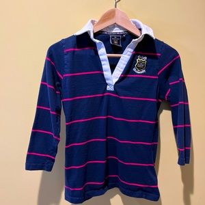 The Varsity Shop, Long Sleeve Polo, Color Navy, White, Pink